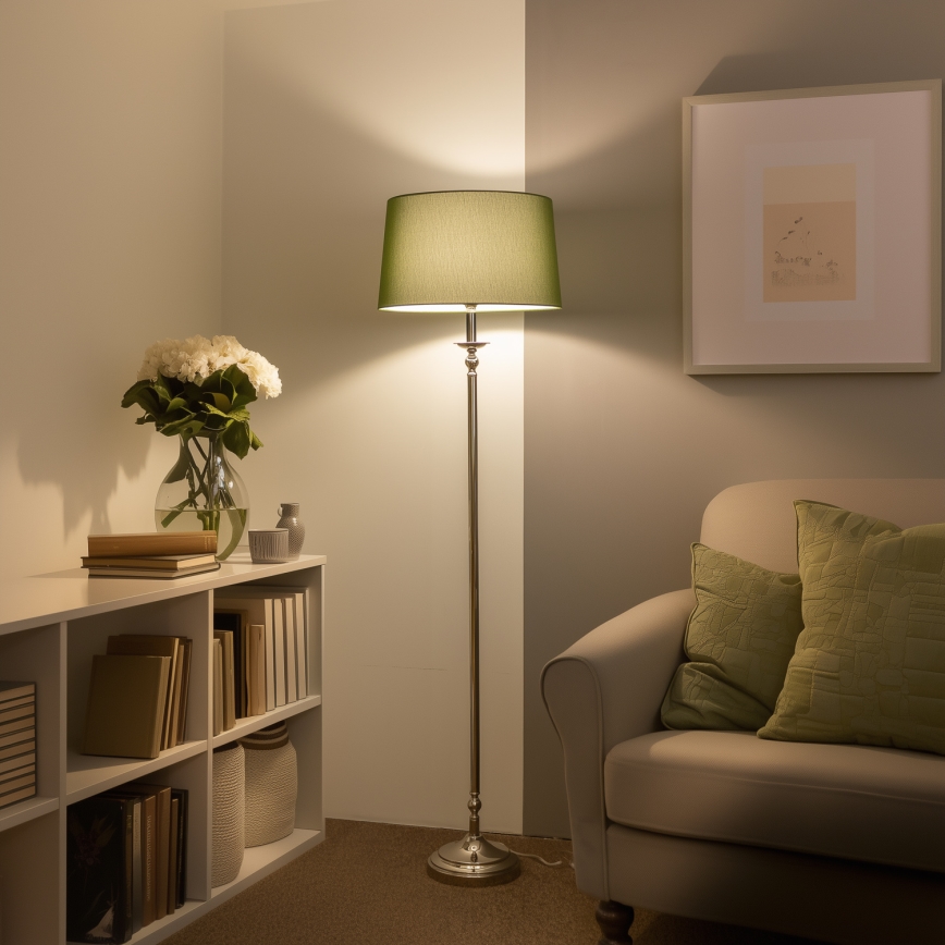 Brilagi - LED-põrandalamp CERIA 1xE27/60W/230V läbimõõt 45 cm läikiv kroom/roheline