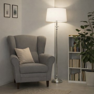 Brilagi - LED põrandalamp CERIA 1xE27/60W/230V läbimõõt 45 cm läikiv kroom/valge