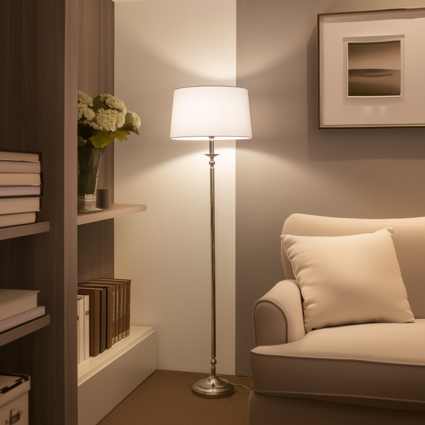 Brilagi - LED põrandalamp CERIA 1xE27/60W/230V läbimõõt 45 cm läikiv kroom/valge