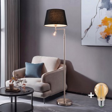 BRILAGI - LED Põrandalamp CERIA 1xE27/60W/230V + LED/2,1W läbimõõt 30 cm mattkroom/must