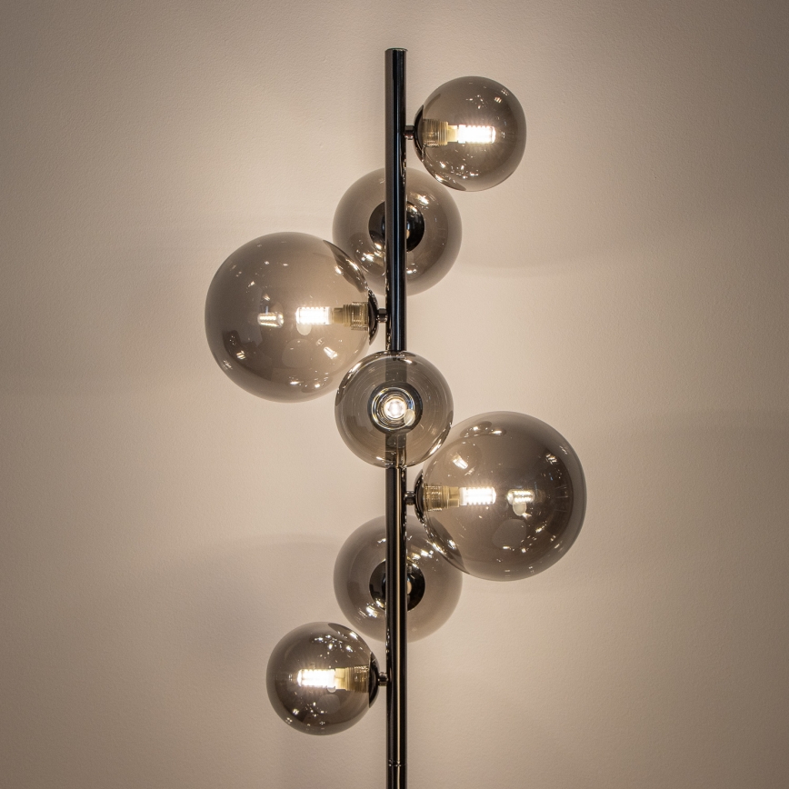 BRILAGI - LED põrandalamp MILLA 7xG9/3W/230V must kroom/suitsune