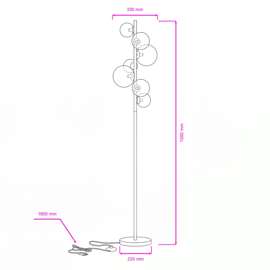 BRILAGI - LED põrandalamp MILLA 7xG9/3W/230V must kroom/valge