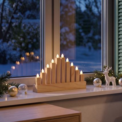 BRILAGI - LED puidust jõuluküünlajalg 10xLED/2xAA