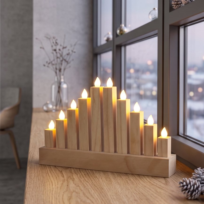 BRILAGI - LED puidust jõuluküünlajalg 10xLED/2xAA