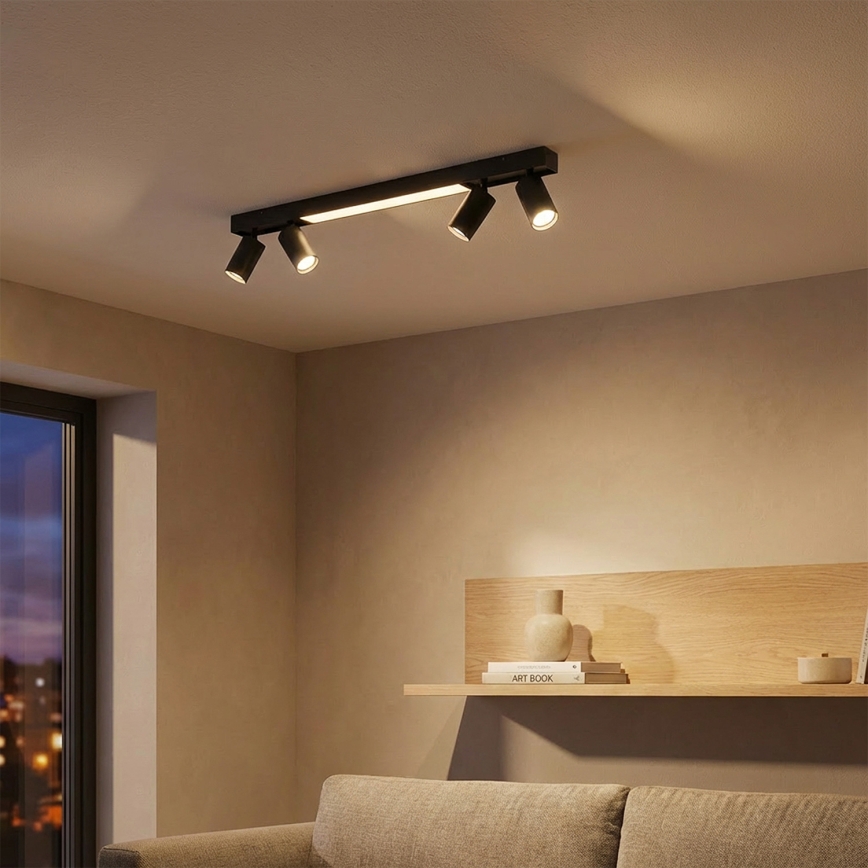 Brilagi - LED-punktvalgusti SELE 4xGU10/30W/230V + LED/25W must