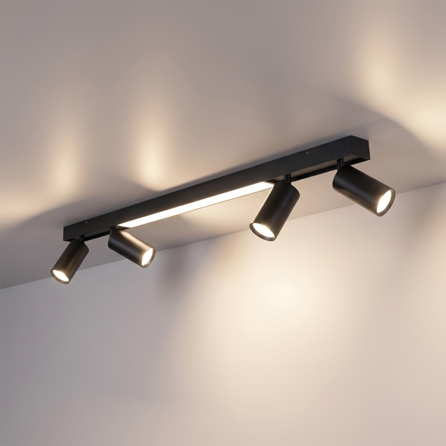 Brilagi - LED-punktvalgusti SELE 4xGU10/30W/230V + LED/25W must