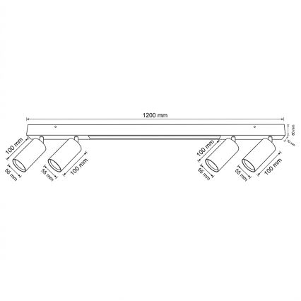 Brilagi - LED-punktvalgusti SELE 4xGU10/30W/230V + LED/25W must