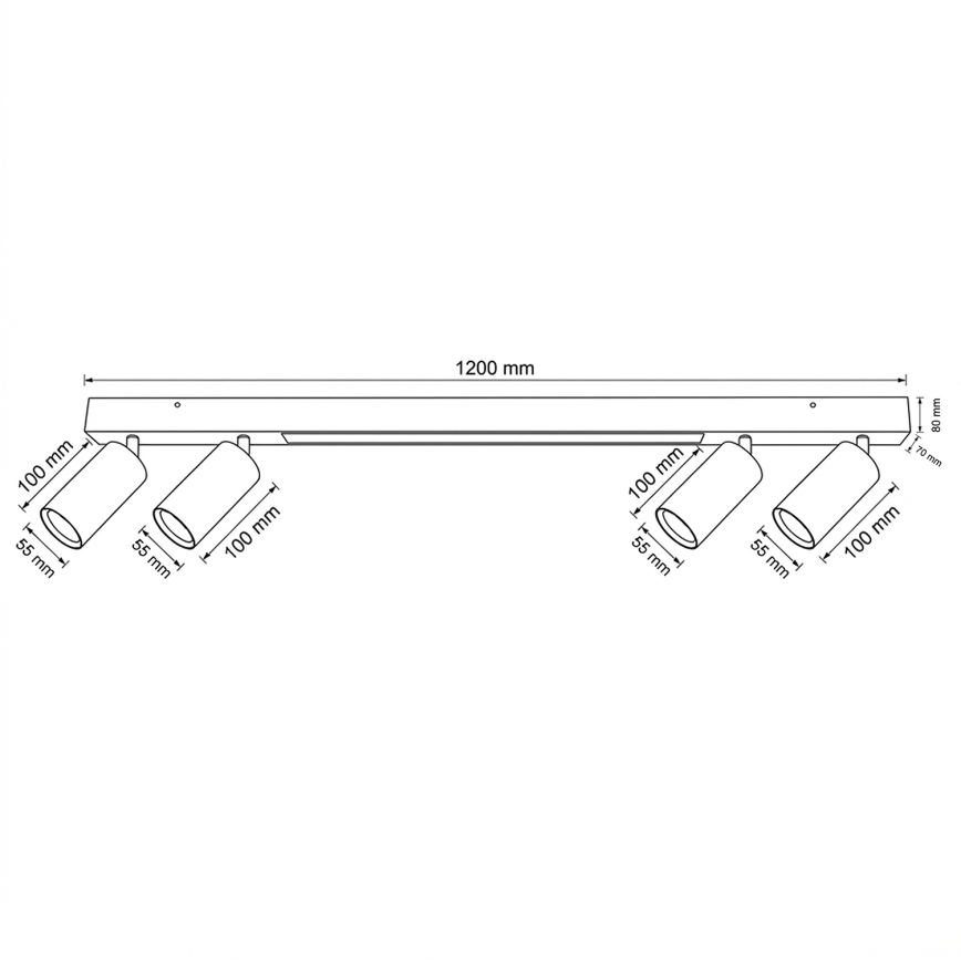 Brilagi - LED-punktvalgusti SELE 4xGU10/30W/230V + LED/25W must