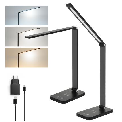 Brilagi - hämardatav puutekontrolliga laualamp QI-juhtmeta laadimisega MODO CHARGE LED/7W/5V 3000/4000/6000K must