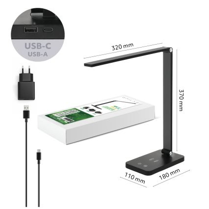 BRILAGI - hämardatav puutekontrolliga laualamp QI-juhtmeta laadimisega MODO CHARGE LED/7W/5V 3000/4000/6000K must