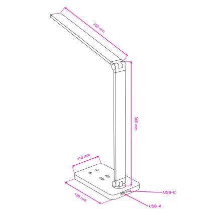 BRILAGI - hämardatav puutekontrolliga laualamp QI-juhtmeta laadimisega MODO CHARGE LED/7W/5V 3000/4000/6000K must
