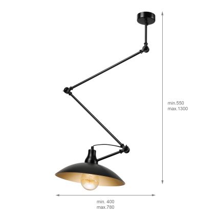 BRILAGI - LED reguleeritav laelamp varrega IRONBEAM 1xE27/60W/230V must