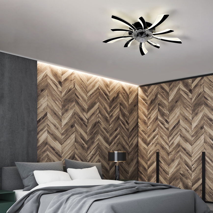 Brilagi - LED reguleeritav laelamp ventilaatoriga LED/50W/230V 3000-6500K must + kaugjuhtimispult