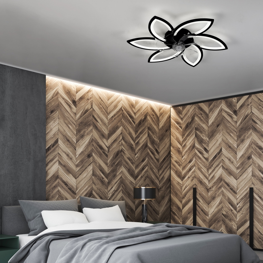 Brilagi - LED reguleeritav laelamp ventilaatoriga LED/50W/230V 3000-6500K must + kaugjuhtimispult