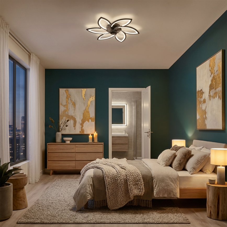 Brilagi - LED reguleeritav laelamp ventilaatoriga LED/50W/230V 3000-6500K must + kaugjuhtimispult
