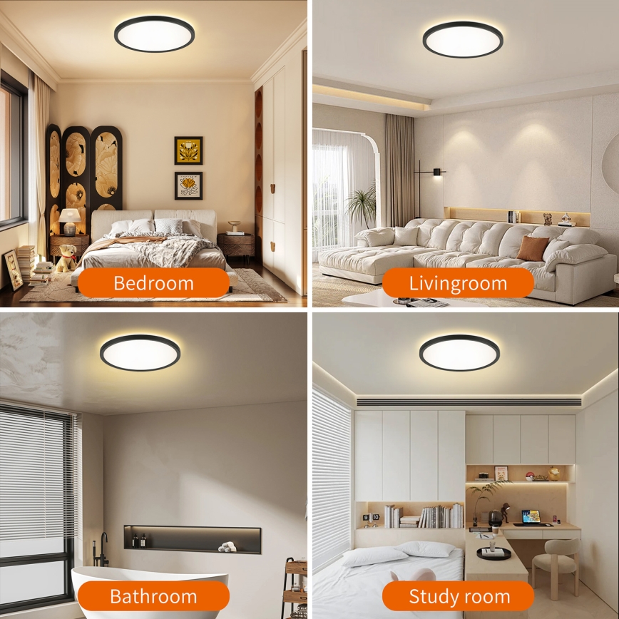 Brilagi - LED reguleeritav valgusti liikumis- ja hämarusanduriga ULTRA SLIM LED/24W/230V läbimõõt 42 cm + kaugjuhtimispult