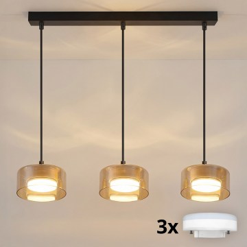 BRILAGI - LED RGB+CCT Hämardatav ripplühter kaablil AURA LUX 3xGX53/14W/230V 2700-6500K Wi-Fi Tuya must/kuldne