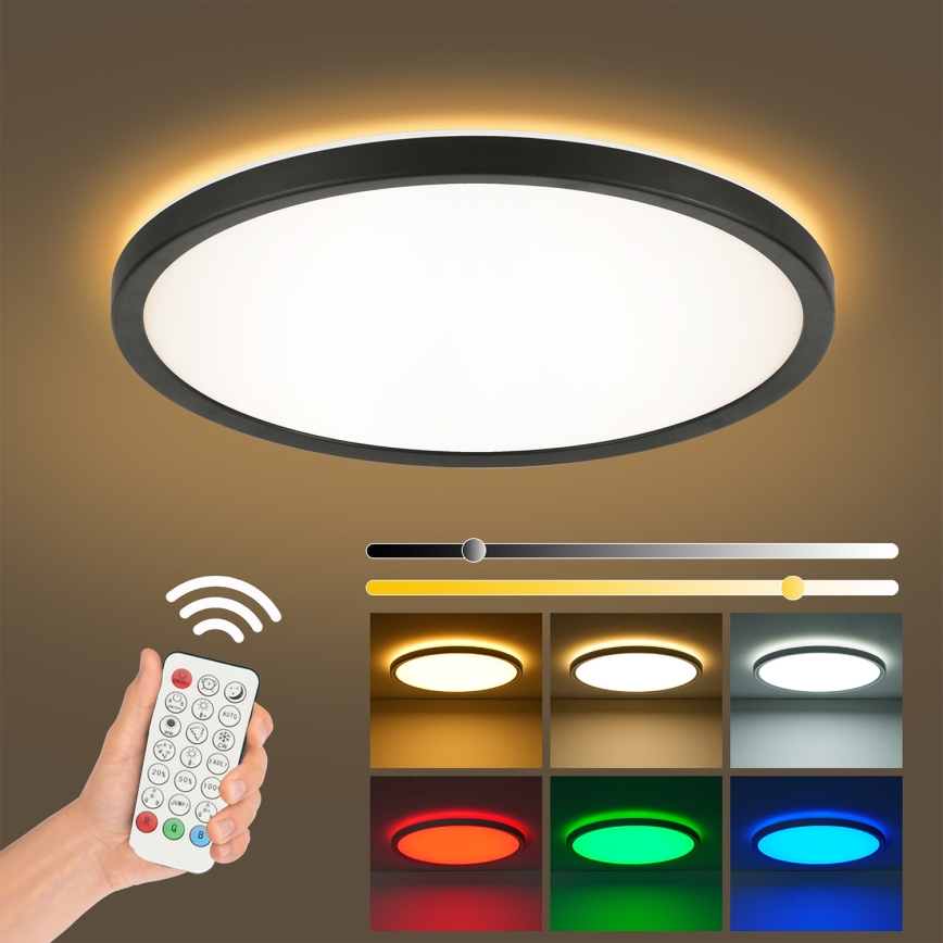 Brilagi - LED RGBW reguleeritav laevalgusti ULTRA SLIM LED/18W/230V 2700-6500K läbimõõt 30 cm must + kaugjuhtimispult