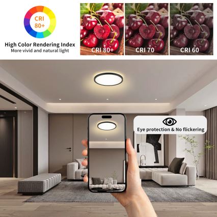 Brilagi - LED RGBW reguleeritav laevalgusti ULTRA SLIM LED/18W/230V 2700-6500K läbimõõt 30 cm must + kaugjuhtimispult