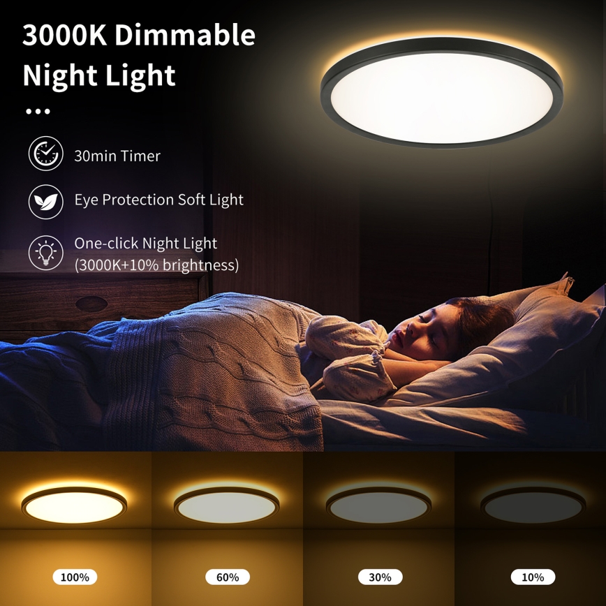 Brilagi - LED RGBW reguleeritav laevalgusti ULTRA SLIM LED/18W/230V 2700-6500K läbimõõt 30 cm must + kaugjuhtimispult