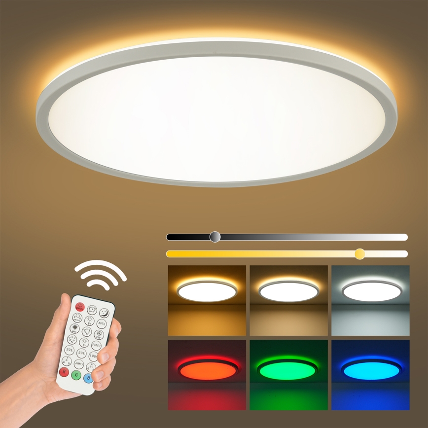 Brilagi - LED RGBW reguleeritav laevalgusti ULTRA SLIM LED/18W/230V 2700-6500K läbimõõt 30 cm valge + kaugjuhtimispult