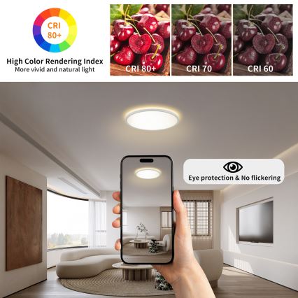 Brilagi - LED RGBW reguleeritav laevalgusti ULTRA SLIM LED/18W/230V 2700-6500K läbimõõt 30 cm valge + kaugjuhtimispult
