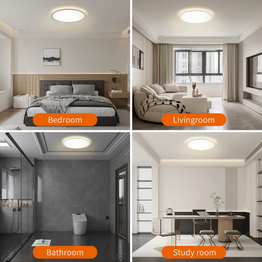 Brilagi - LED RGBW reguleeritav laevalgusti ULTRA SLIM LED/18W/230V 2700-6500K läbimõõt 30 cm valge + kaugjuhtimispult