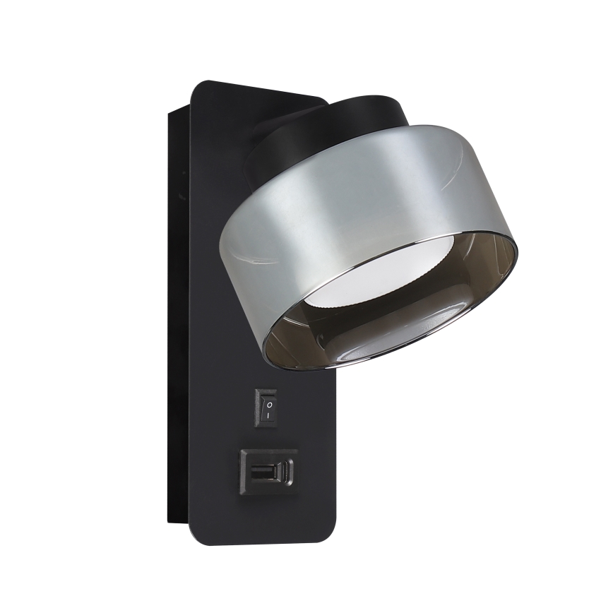 BRILAGI - LED RGB+CCT hämardatav seinavalgusti USB-pordiga AURA LUX 1xGX53/14W/230V 2700-6500K Wi-Fi Tuya must/suitsune