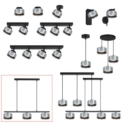 BRILAGI - LED RGB+CCT hämardatav rippvalgusti riputuskaabliga AURA LUX 3xGX53/14W/230V 2700-6500K Wi-Fi Tuya must/suitsune