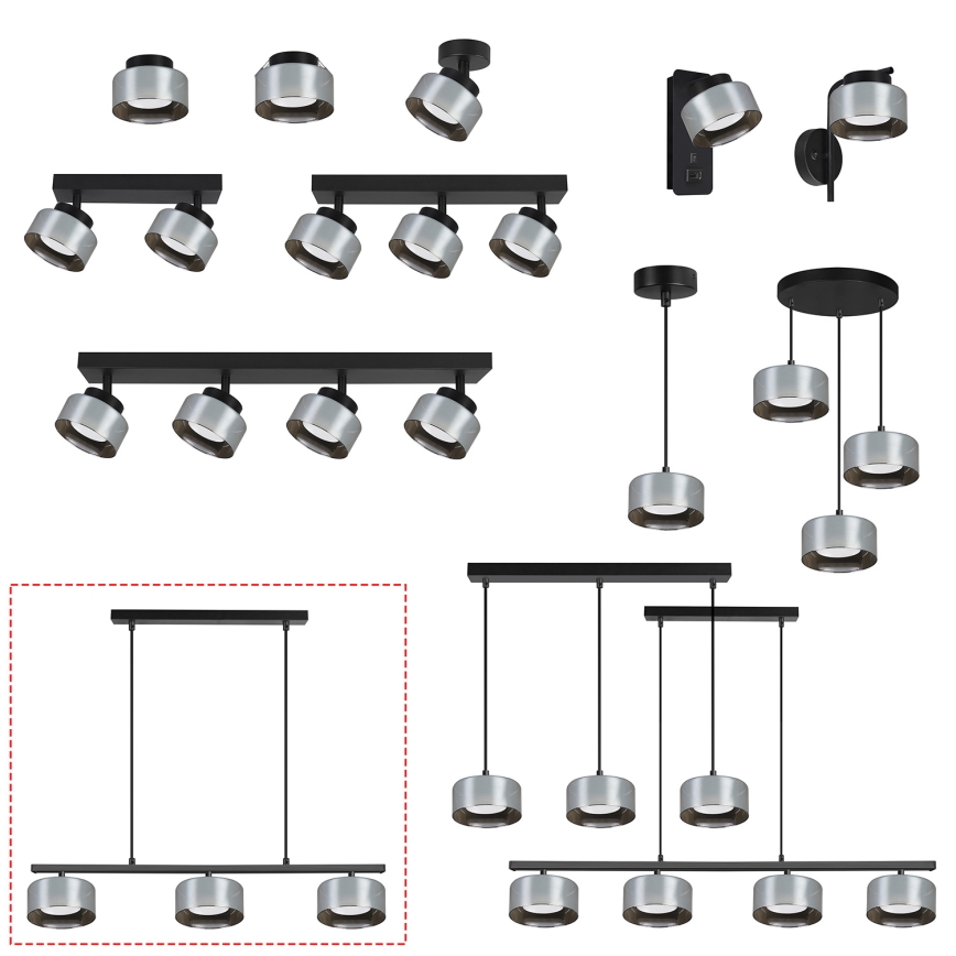 BRILAGI - LED RGB+CCT hämardatav rippvalgusti riputuskaabliga AURA LUX 3xGX53/14W/230V 2700-6500K Wi-Fi Tuya must/suitsune