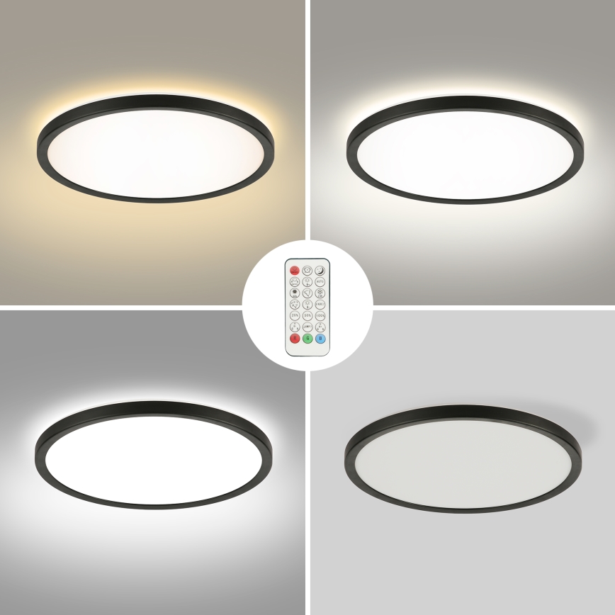 Brilagi - LED RGB Hämardatav laevalgusti ULTRA SLIM LED/18W/230V 2700-6500K d. 30 cm must + kaugjuhtimispult