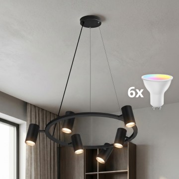 BRILAGI - LED RGBW hämardatav kaablil riputatav lühter SELE 6xGU10/6,5W/230V 2700-6500K must + kaugjuhtimispult