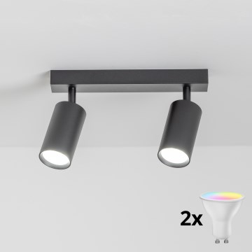 Brilagi - LED RGBW hämardatav kohtvalgusti SELE 2xGU10/4,8W/230V 3000K must + kaugjuhtimispult