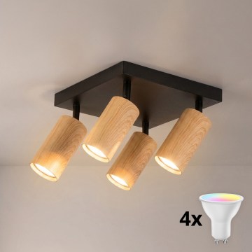 BRILAGI - LED RGBW hämardatav kohtvalgusti SELE SQUARE 4xGU10/6,5W/230V 2700-6500K must/tamme dekoor