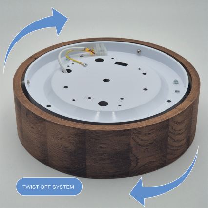 Brilagi - LED RGBW hämardatav laelamp CARVALHO 1xE27/15W/230V 2700-6500K Wi-Fi tammeviimistlus läbimõõt 27,5 cm