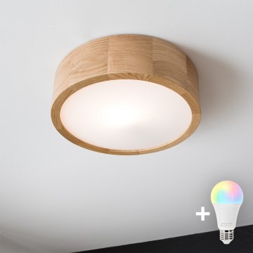 Brilagi - LED RGBW hämardatav laelamp CARVALHO 1xE27/9W/230V 2700–6500K Wi-Fi, tamme viimistlus, Ø 27,5 cm
