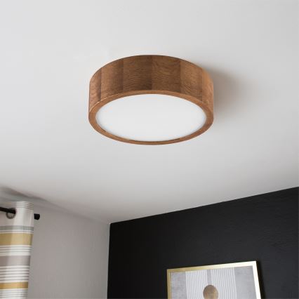 Brilagi - LED RGBW hämardatav laelamp CARVALHO 1xE27/9W/230V 2700-6500K Wi-Fi tammeviimistlus läbimõõt 27,5 cm
