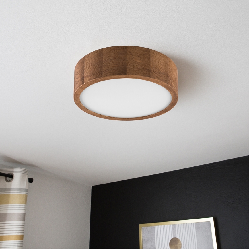 Brilagi - LED RGBW hämardatav laelamp CARVALHO 1xE27/9W/230V 2700-6500K Wi-Fi tammeviimistlus läbimõõt 27,5 cm