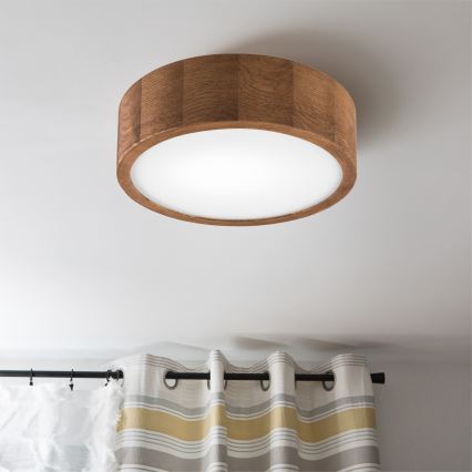 Brilagi - LED RGBW hämardatav laelamp CARVALHO 1xE27/9W/230V 2700-6500K Wi-Fi tammeviimistlus läbimõõt 27,5 cm