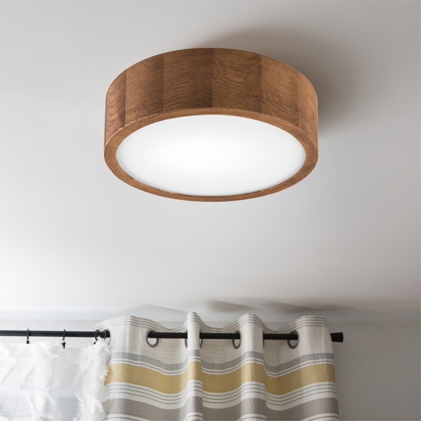 Brilagi - LED RGBW hämardatav laelamp CARVALHO 1xE27/9W/230V 2700-6500K Wi-Fi tammeviimistlus läbimõõt 27,5 cm