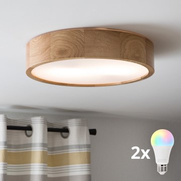 Brilagi - LED RGBW hämardatav laelamp CARVALHO 2xE27/9W/230V 2700-6500K Wi-Fi tamm läbimõõt 37,5 cm