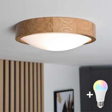 Brilagi - LED RGBW hämardatav laelamp CARVALHO SLIM 1xE27/9W/230V 2700-6500K Wi-Fi tamm, läbimõõt 27 cm