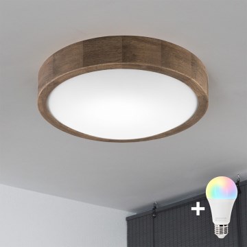 Brilagi - LED RGBW hämardatav laelamp CARVALHO SLIM 1xE27/9W/230V 2700-6500K Wi-Fi tamm läbimõõt 27 cm