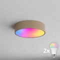 BRILAGI - LED RGBW hämardatav laevalgusti CLARE 2xE27/12W/230V 2700-6500K läbimõõt 30 cm beež