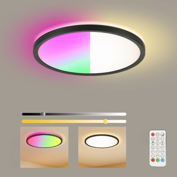 Brilagi - LED RGBW hämardatav laevalgusti ULTRA SLIM LED/18W/230V 2700-6500K läbimõõt 30 cm must + kaugjuhtimispult