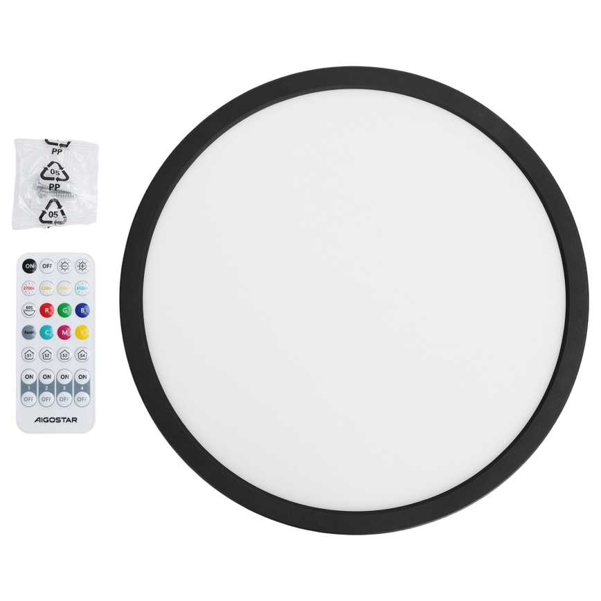 Brilagi - LED RGBW hämardatav laelamp VIBE LED/24W/230V 3000-6500K läbimõõt 29 cm must + kaugjuhtimispult