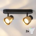BRILAGI - LED RGBW hämardatav punktvalgusti NUGGET 2xGU10/4,8W/230V 3000K must/kuldne + kaugjuhtimispult