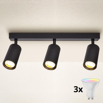 Brilagi - LED RGBW hämardatav punktvalgusti SELE 3xGU10/4,8W/230V 3000K must + kaugjuhtimispult