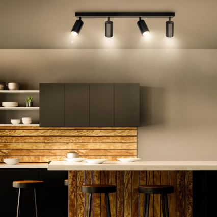 Brilagi - LED RGBW hämardatav suunavalgusti SELE 4xGU10/4,8W/230V 3000K must/kuldne + kaugjuhtimispult