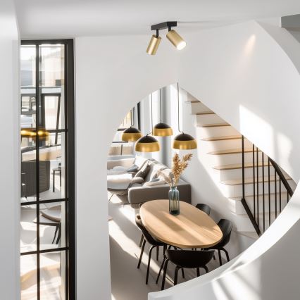 Brilagi - LED RGBW hämardatav spottvalgusti SELE GOLDEN 2xGU10/6W/230V 3000K must/kuldne + kaugjuhtimispult